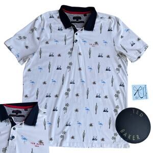 Ted Baker Golf Cactus Flamingo Polo Men's Sz 5 (XL)